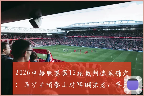 2026中超联赛第12轮裁判选派确定:马宁主哨泰山对阵铜梁龙,单丹奥执裁海港与浙江焦点战